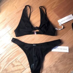 White Fox Swim Black Bikini Top & Bottoms
